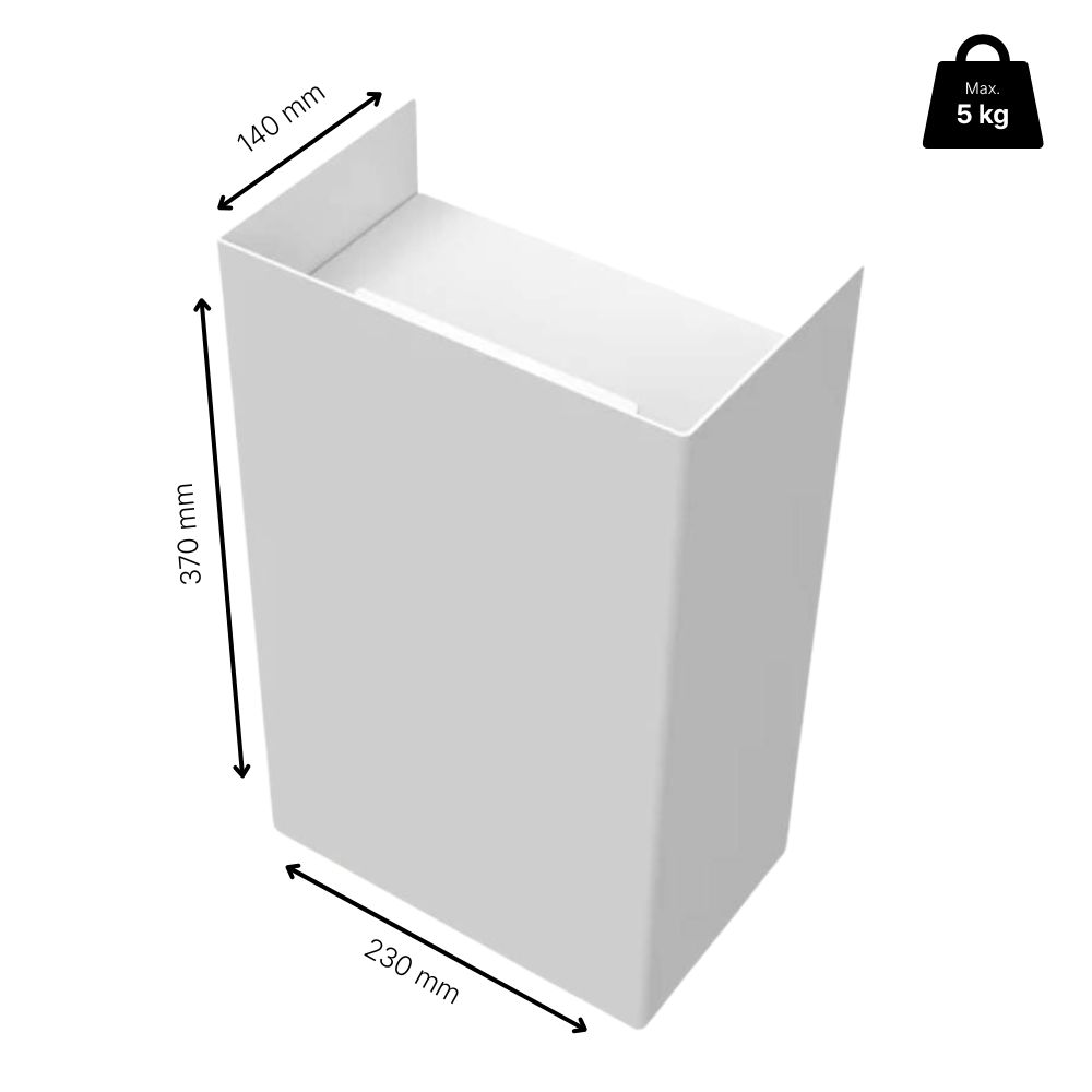 Wandgemonteerd Afvalbak Hold - 9L - Wit