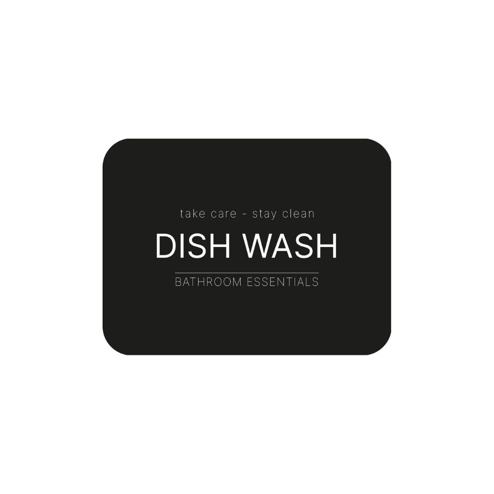 Zelfklevend Etiket - Dish Wash - Matzwart