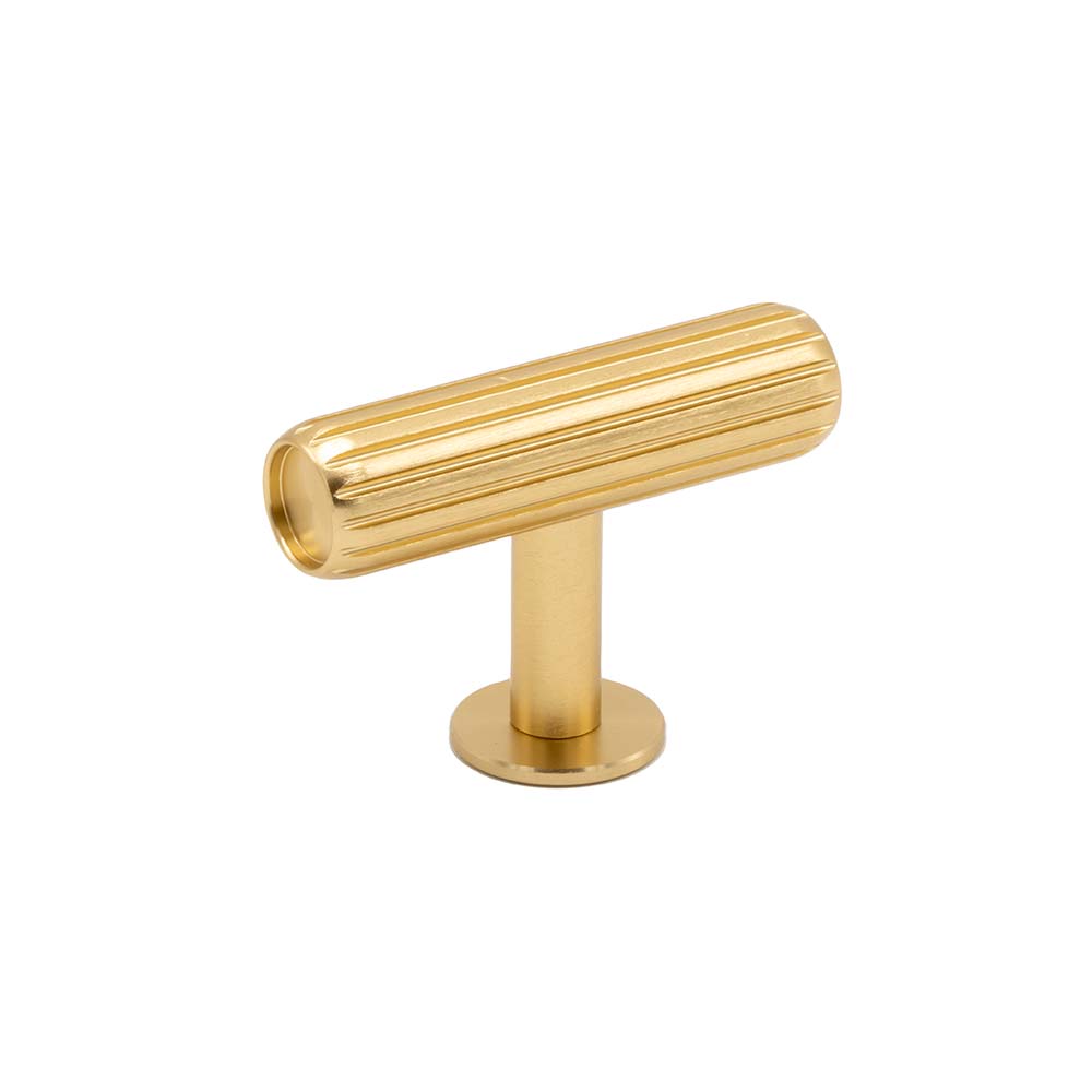 Knop T Rille - Geborsteld Messing