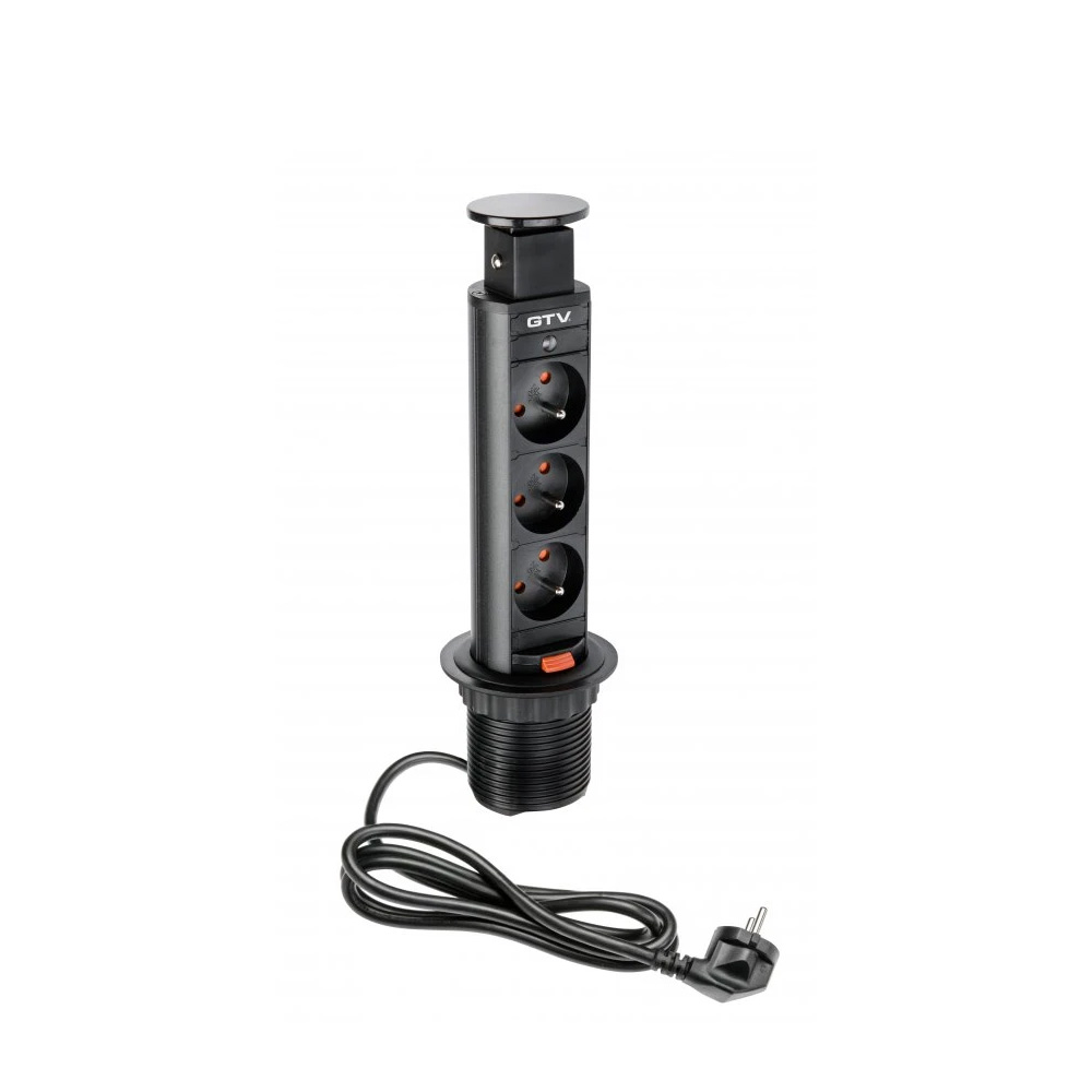 Elektrische Kolom 60mm 3st 230V EU Stopcontact – Zwart