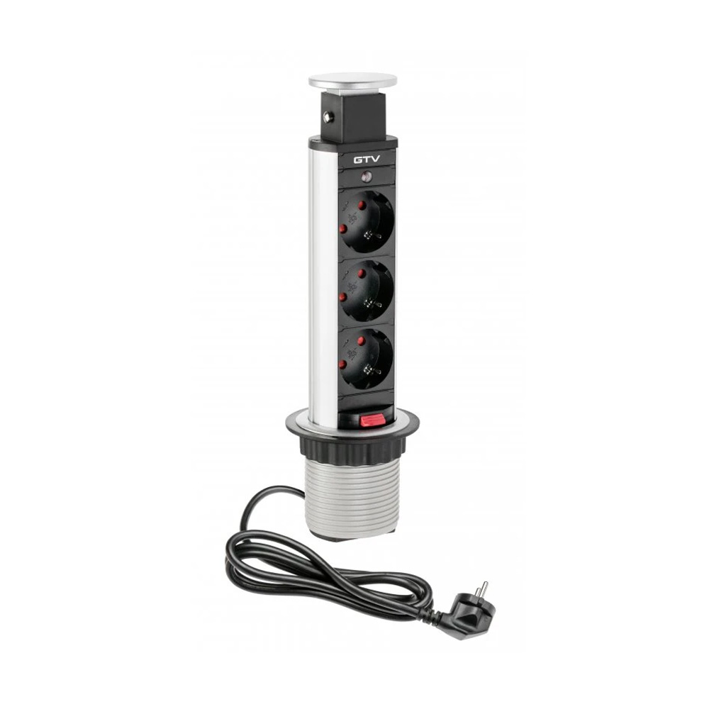 Elektrische Kolom 60mm 3st 230V Stopcontact – Zilver