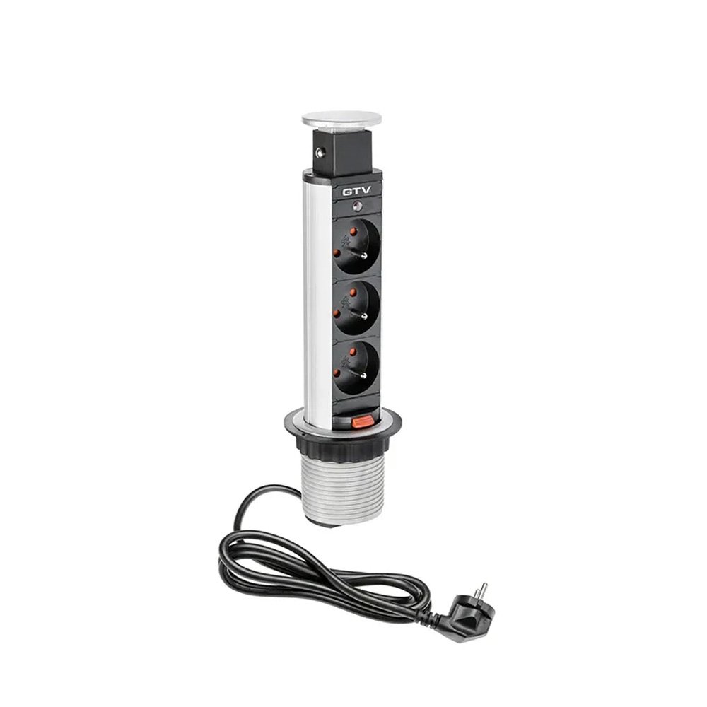 Elektrische Kolom 60mm 3st 230V EU Stopcontact – Zilver
