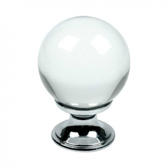 Knop Kristal - Glas/Chroom in de groep Knoppen / Kleur/Materiaal / Wit bij Beslag Online (430001-11)