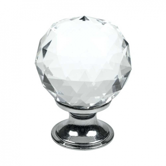 Knop Diamant - Glas/Chroom in de groep Knoppen / Kleur/Materiaal / Wit bij Beslag Online (430002-11)