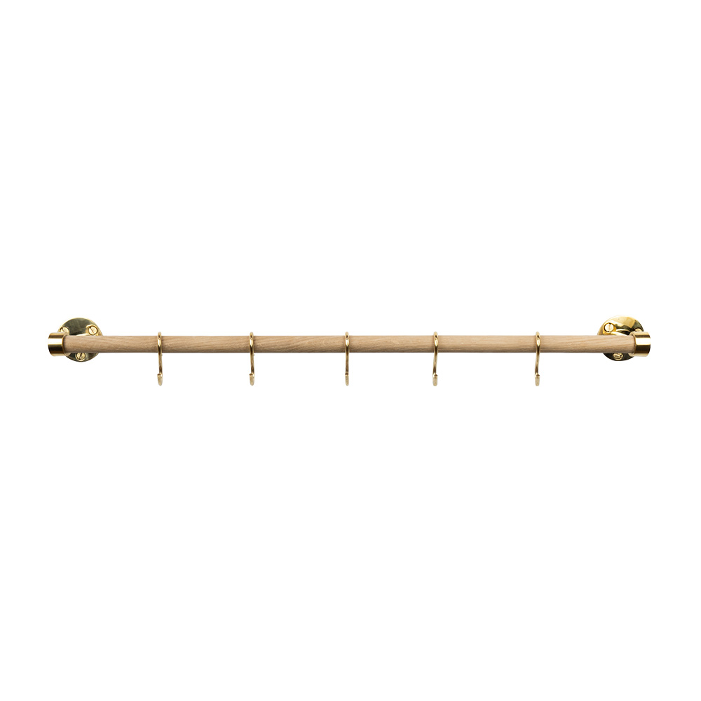 Keukenstang Aveny - 600mm - Compleet - Eik/Gepolijst Onbehandeld Messing