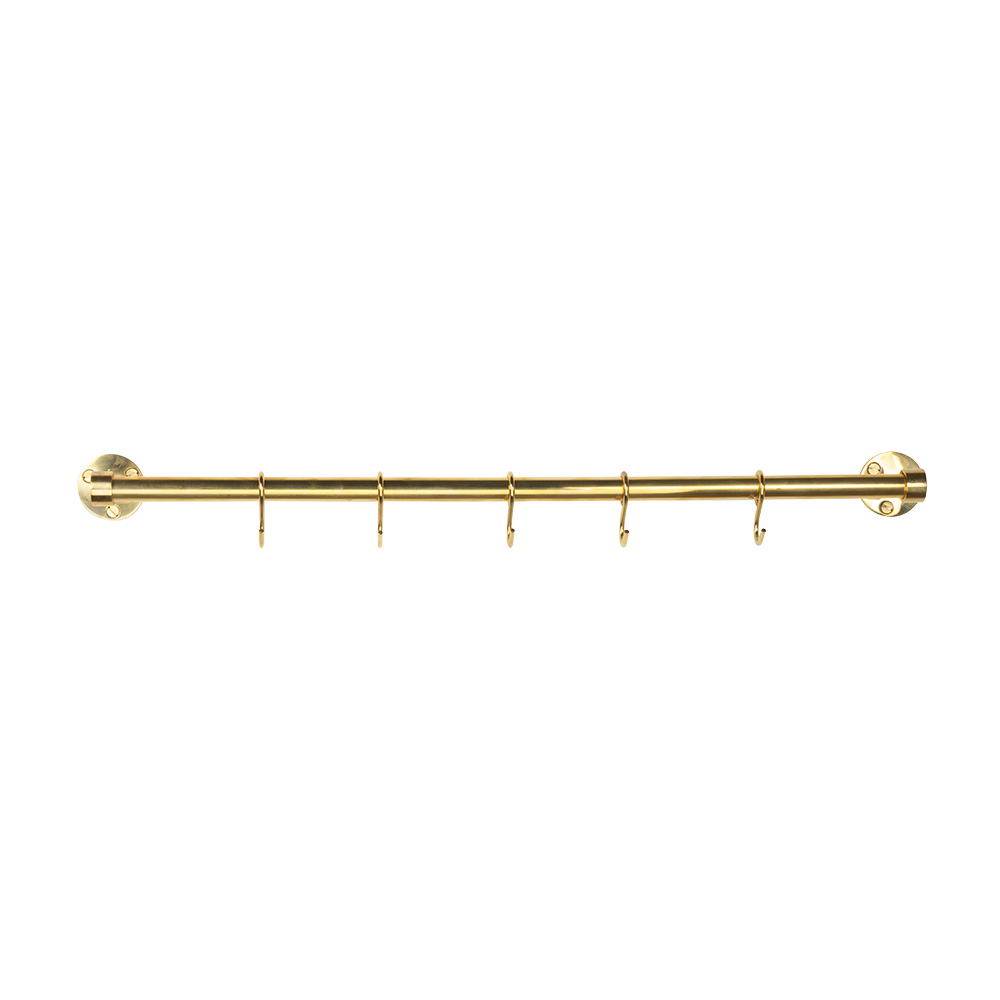 Keukenstang Aveny - 600mm - Compleet - Gepolijst Onbehandeld Messing