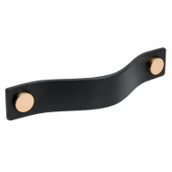 Handgreep Loop - 128mm - Zwart Leer/Koper