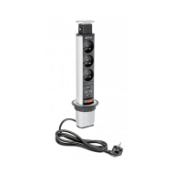 Elektrische Kolom 60mm 3st 230V Stopcontact 2st USB – Zilver