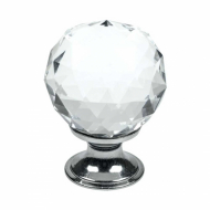 Knop Diamant - Glas/Chroom