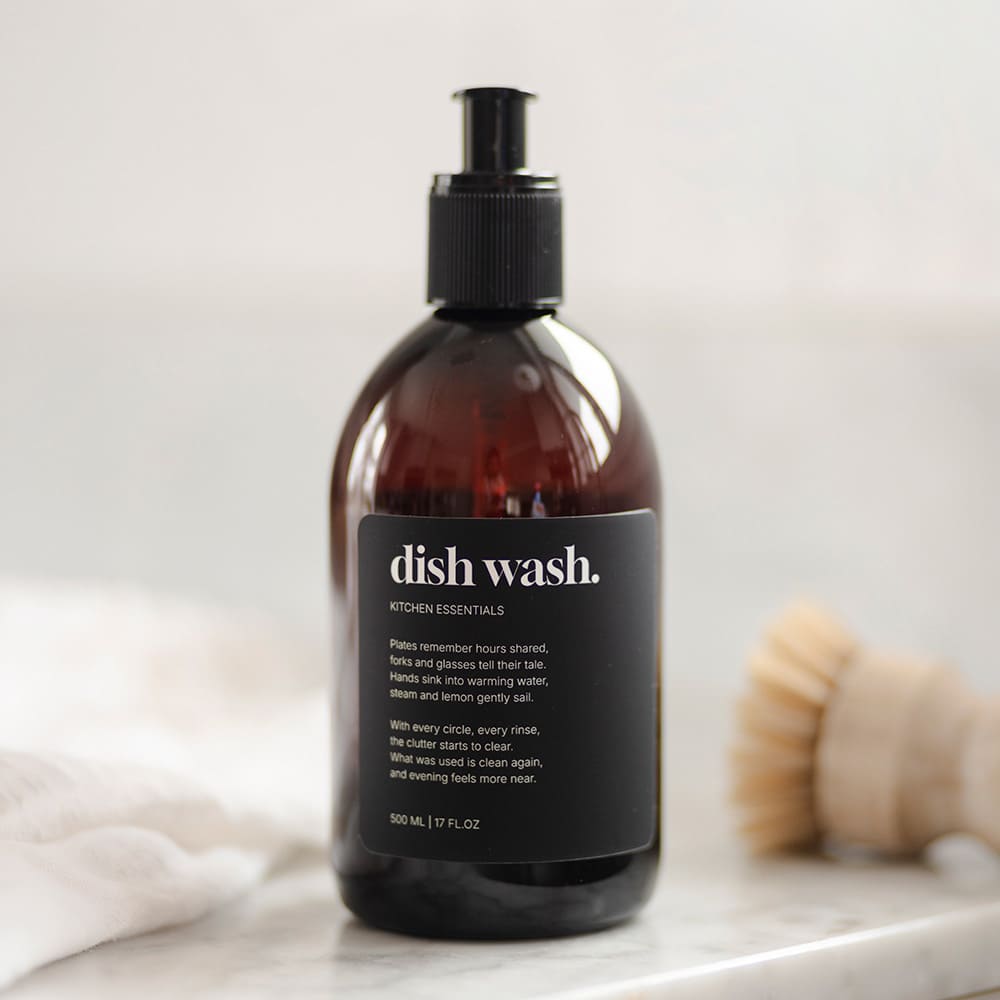 Zelfklevend Etiket Premium - Dish Wash - Matzwart