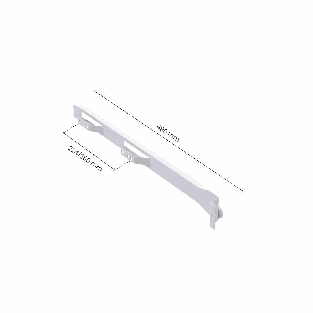 Rollenrail 500/16 - Rechts en Links - 224/256 mm - Wit