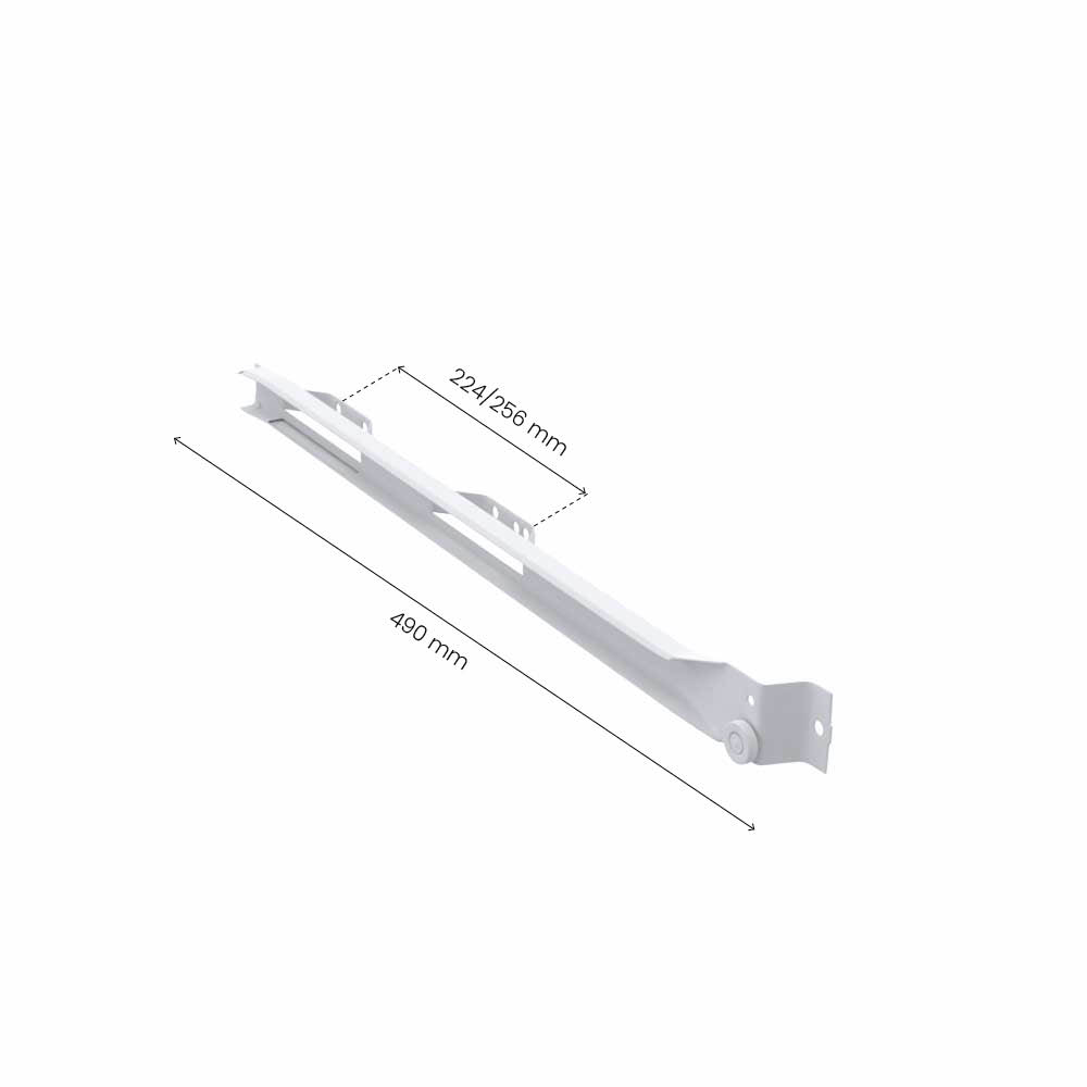 Rolrail 500/16 - Rechts - 224/256mm - Wit