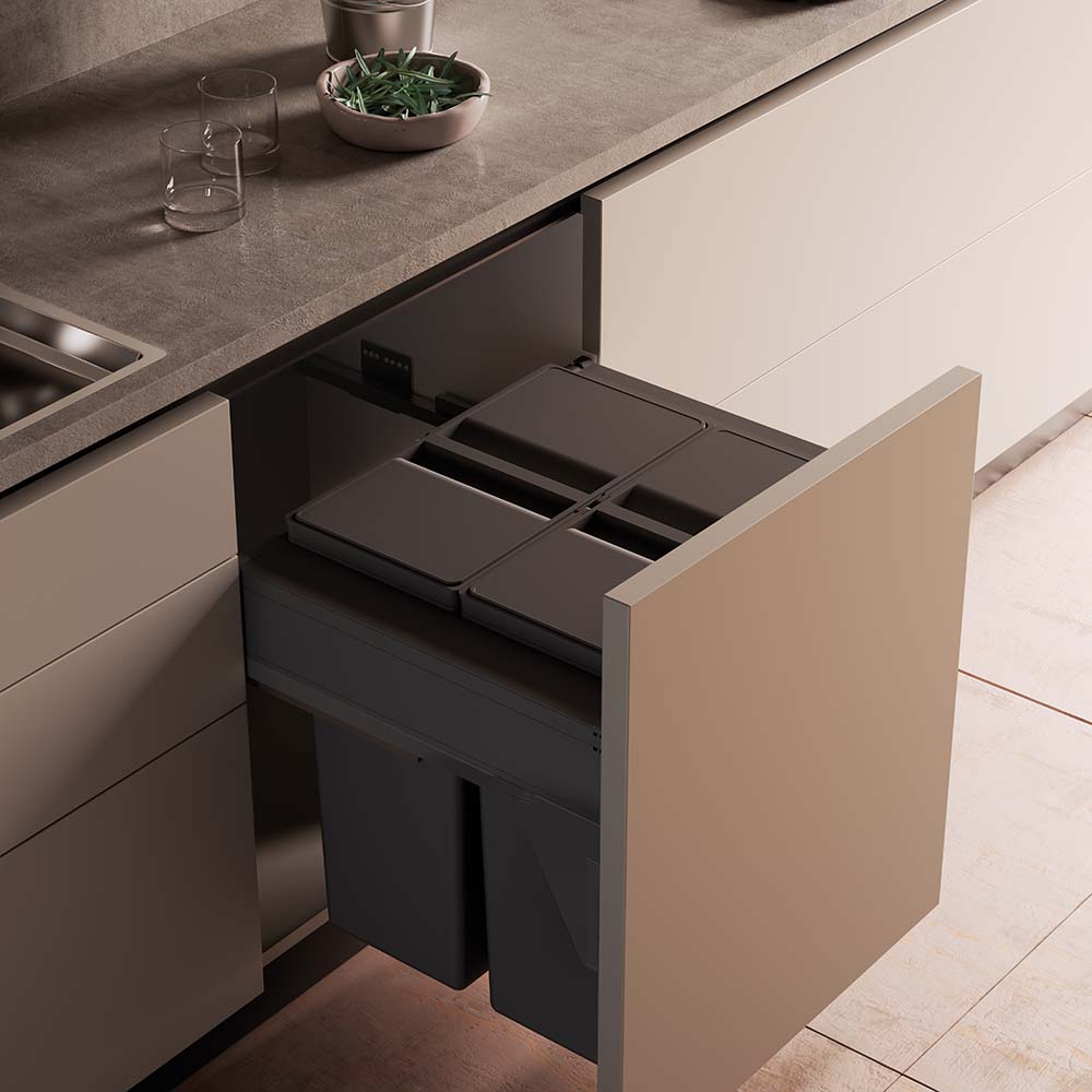 Inbouw Afvalemmer Wide - Donkergrijs