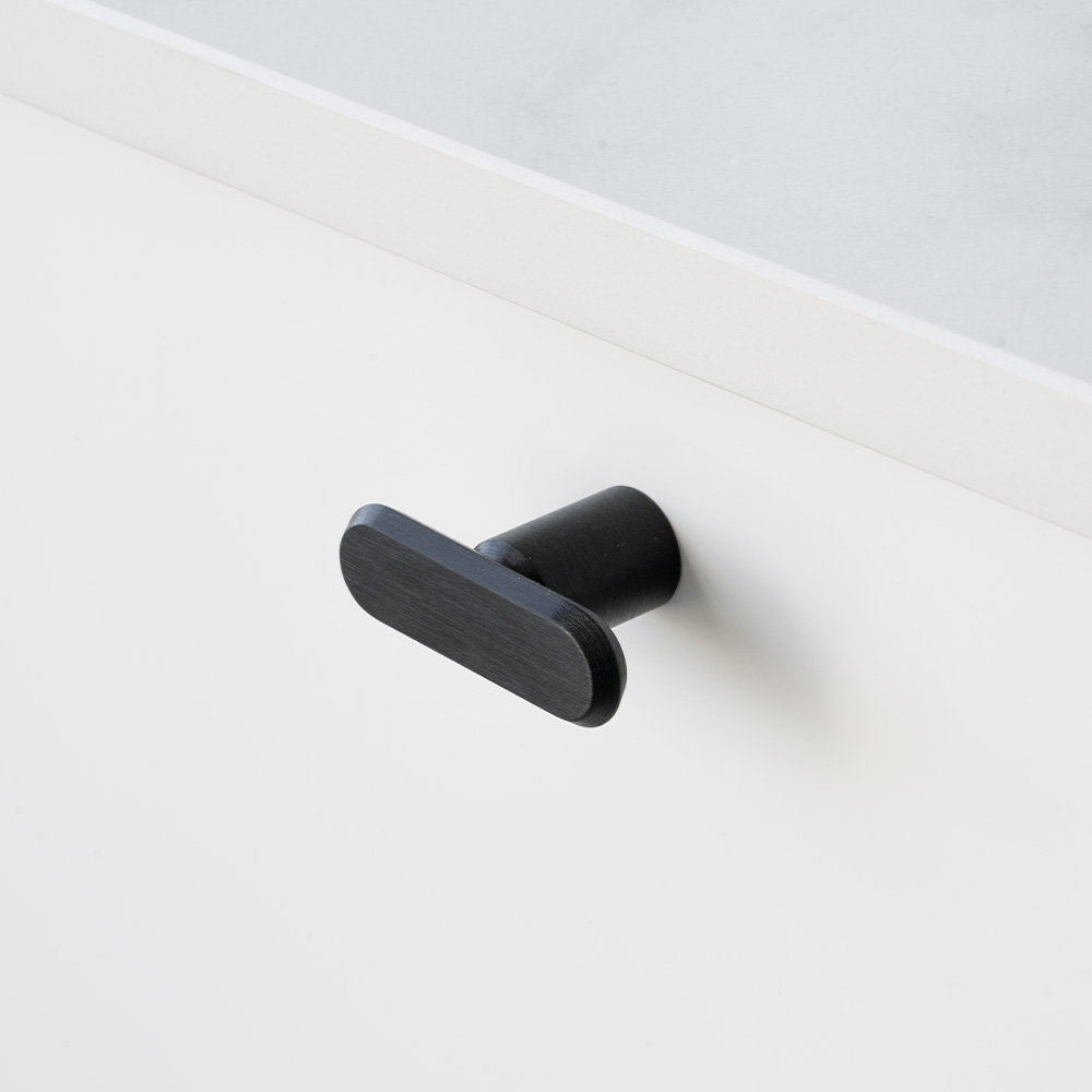 Knop T Fase - Geborsteld Zwart