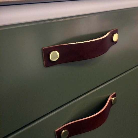 Handgreep Loop - 128mm - Bruin Leer/Messing