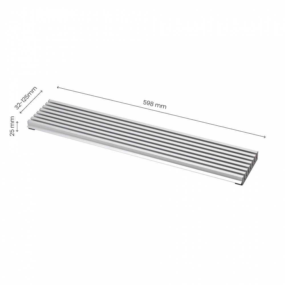 Ventilatierooster - 598x125 - Aluminium