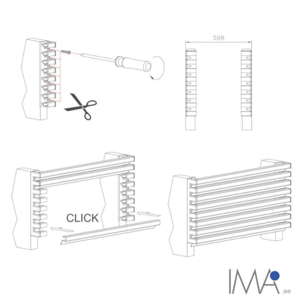 Ventilatierooster - 598x125 - Mat Zwart