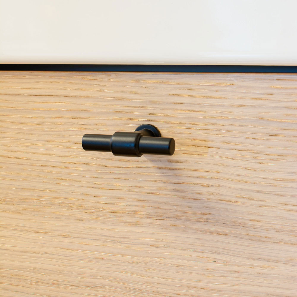 Knop T-type - Matzwart