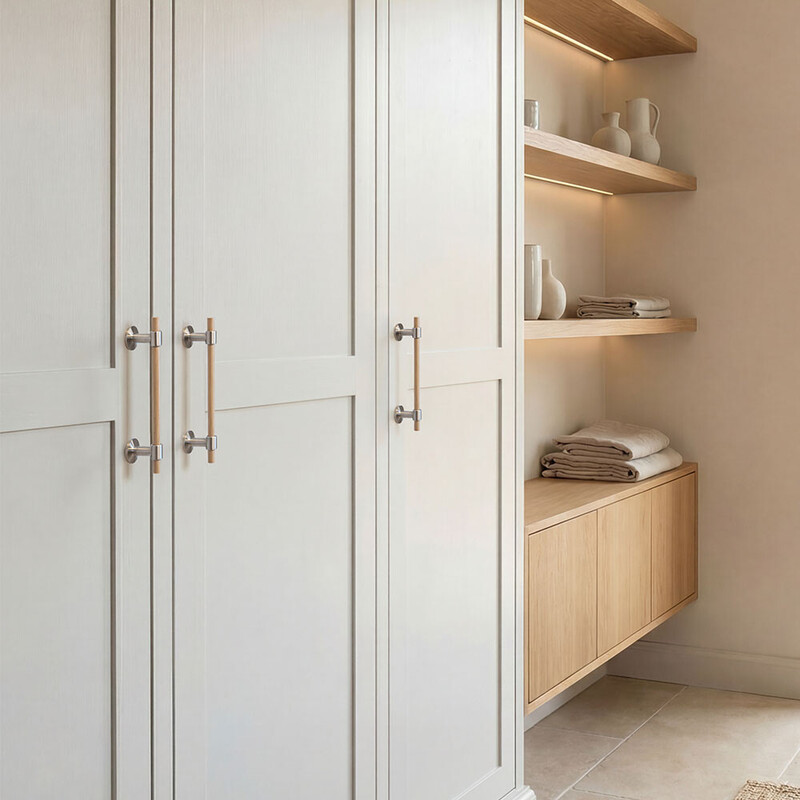 Handgreep Uniform - 128mm - Eiken/Geborsteld RVS