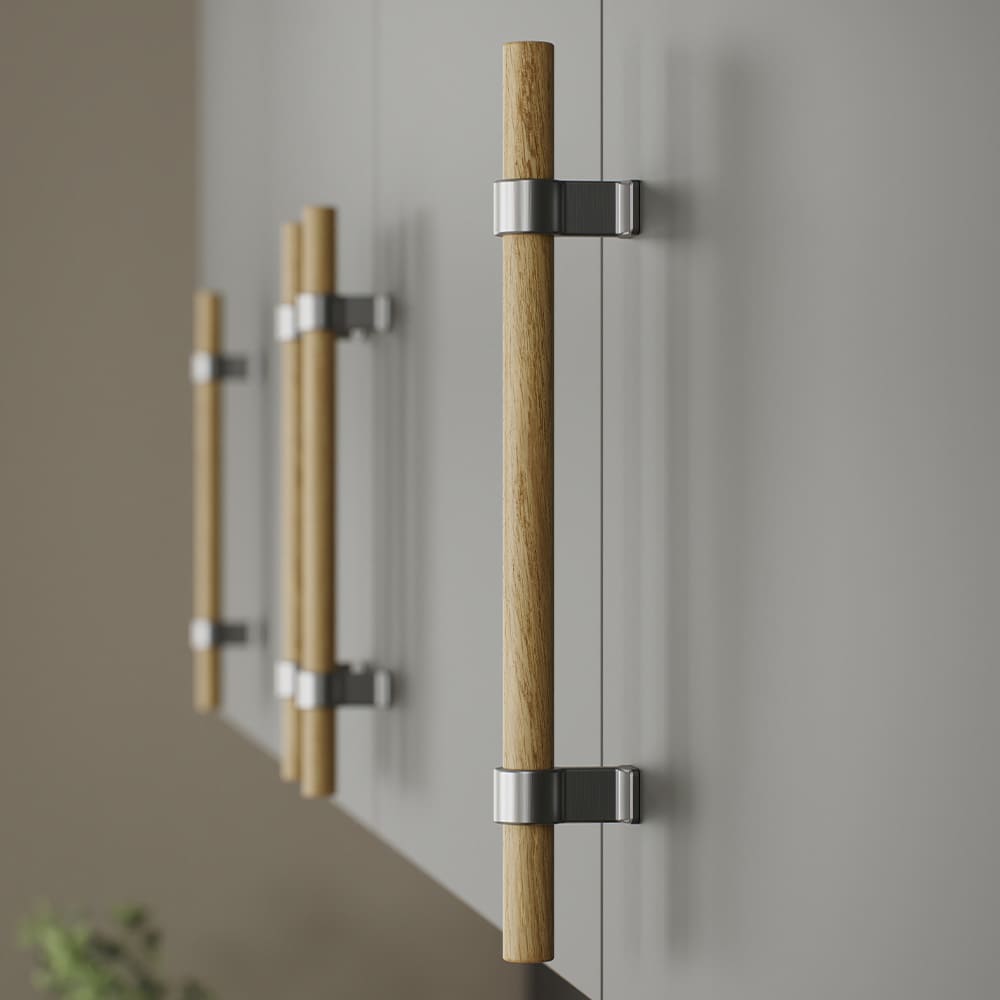 Handgreep Bond - Eiken/RVS-look