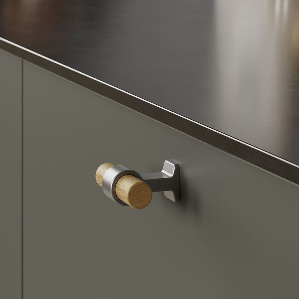 Knop T Bond - Eiken/RVS-look