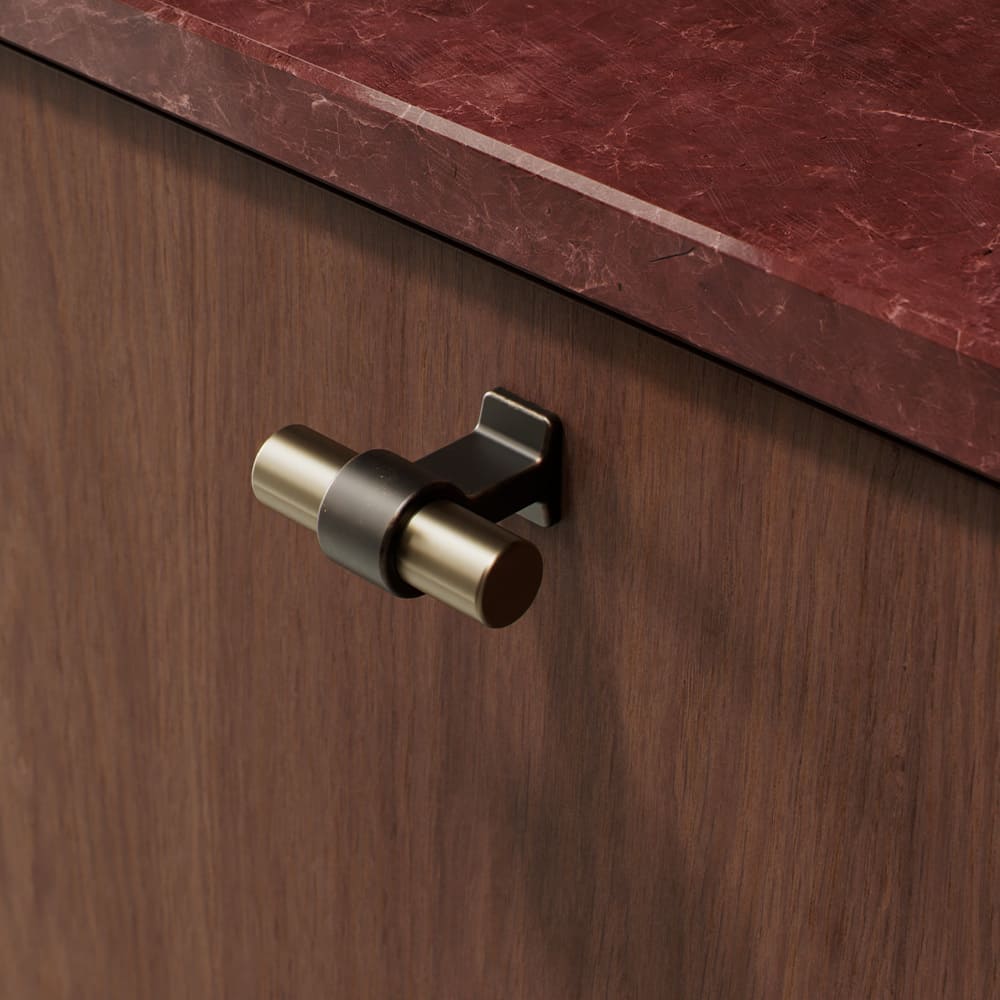 Knop T Bond - Antiek Bruin/Geborsteld Messing