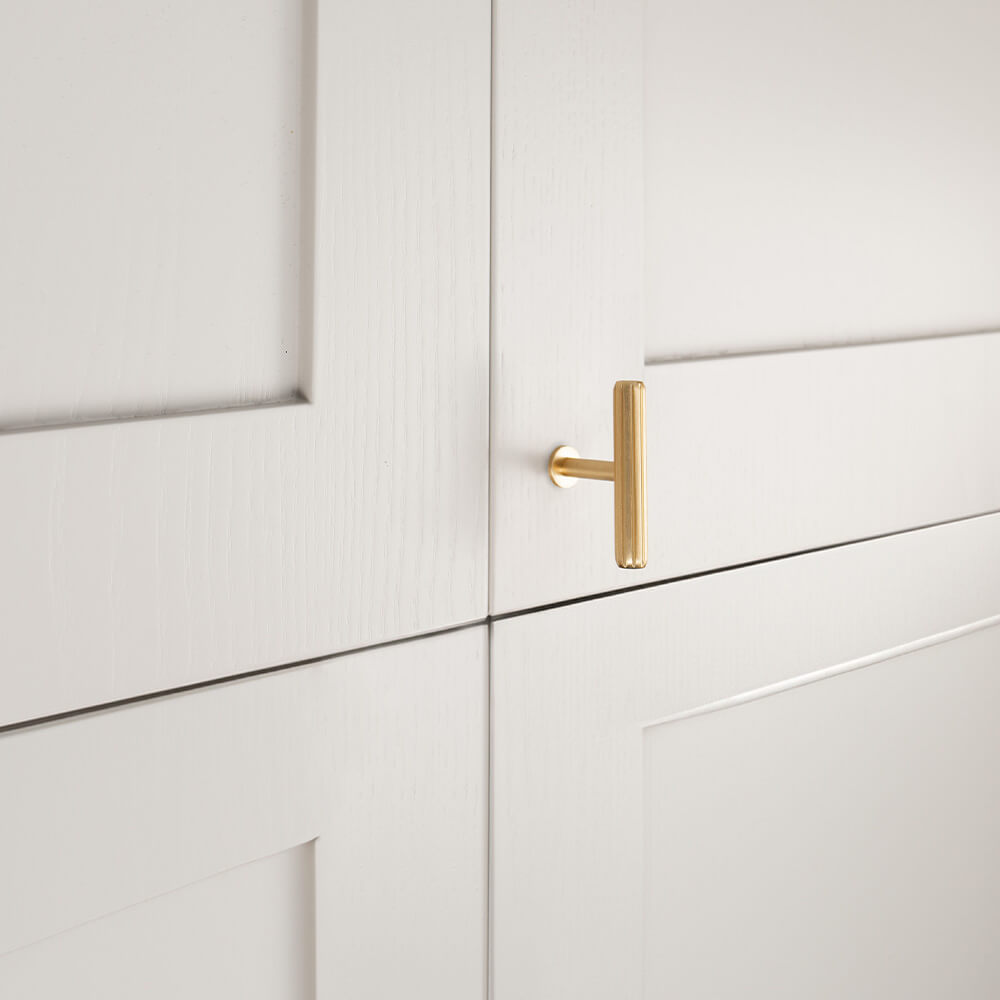 Knop T Rille Mini - Geborsteld Messing