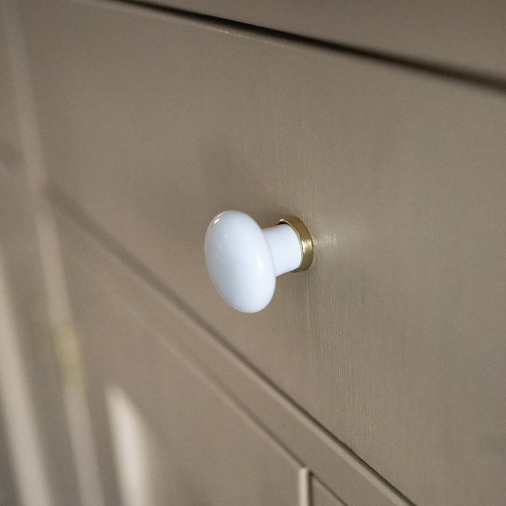 Knop 24136 - Wit/Messing