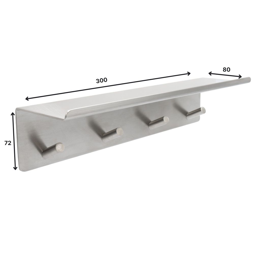 Badkamerplank Met Haakstrip Base - Geborsteld RVS