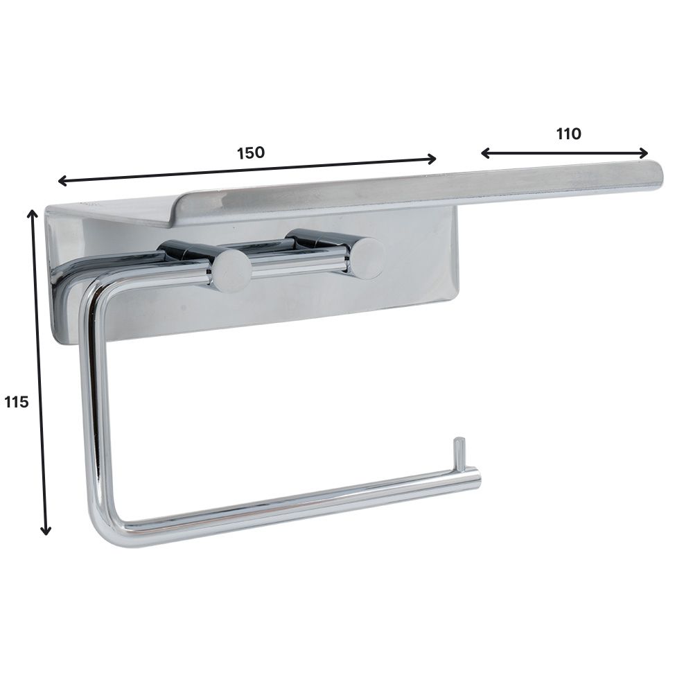 Base Toiletrolhouder Met Plank - Chroom