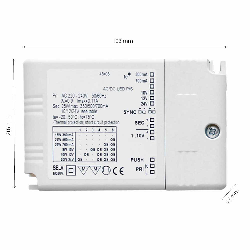 Aandrijvingen Drikon - Dimbaar - 350-700mA/12-24V