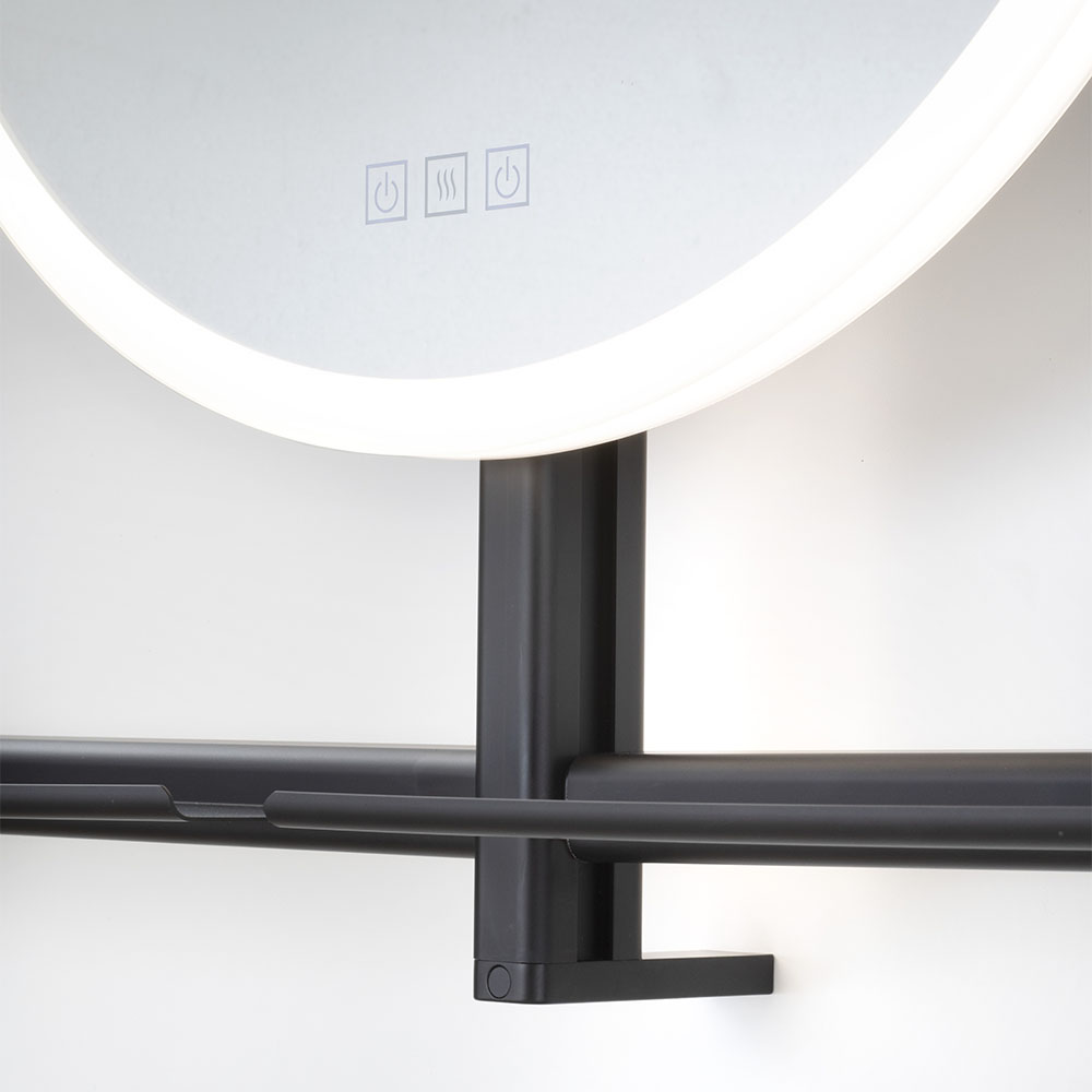 Badkamerspiegel IO met verlichting & plank - Zwart
