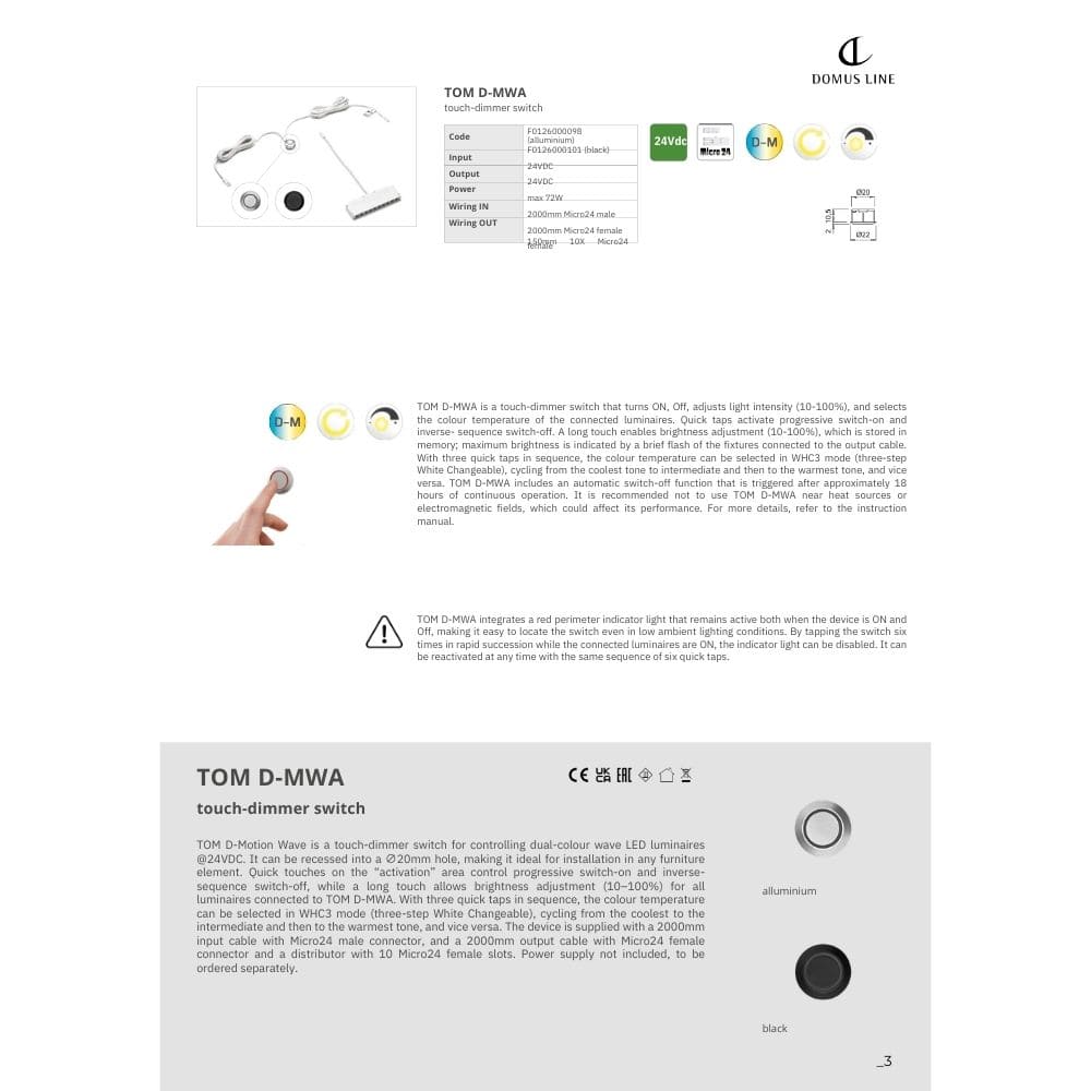 Dimmer Touch Tom D-MWA - Zwart