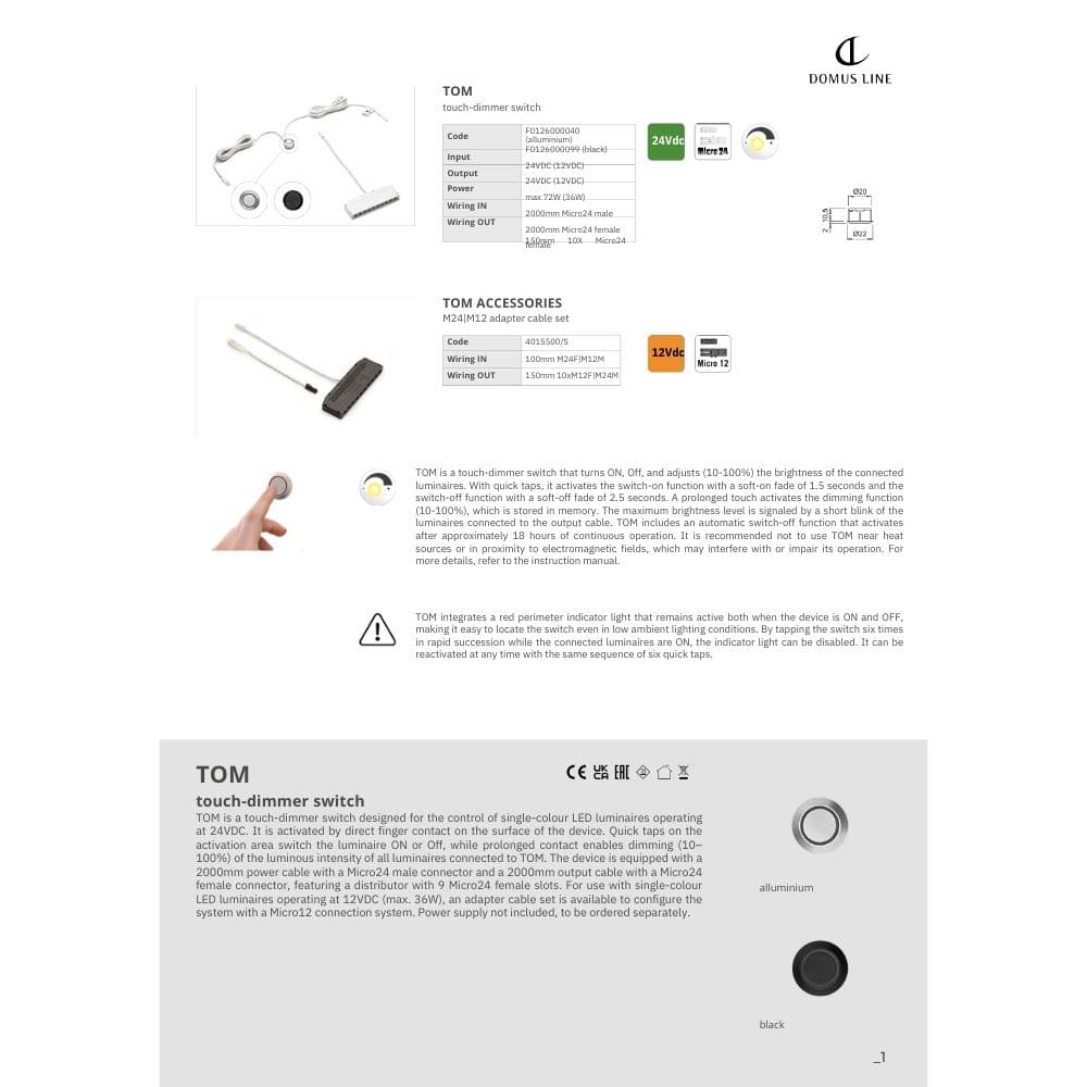 Dimmer Touch Tom D-MWA - Zwart