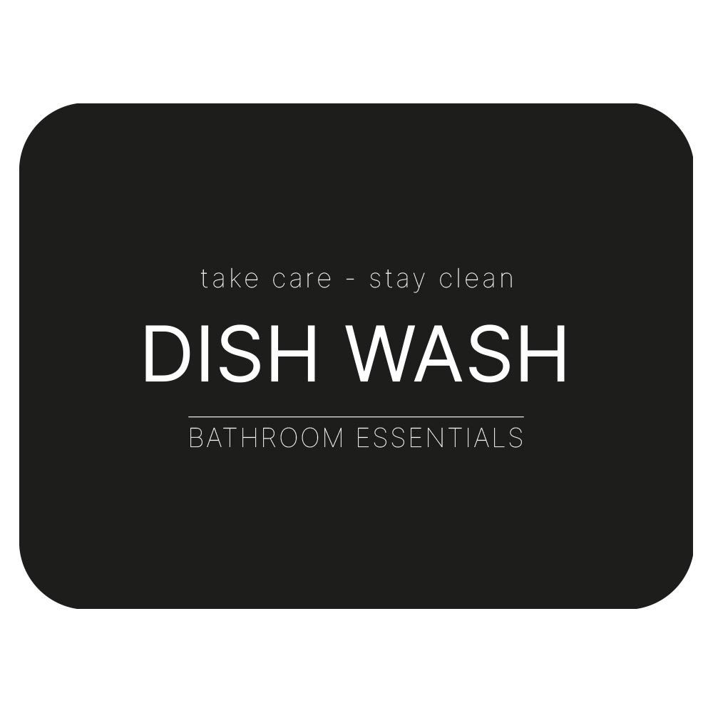 Zelfklevend Etiket - Dish Wash - Matzwart