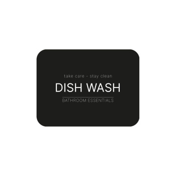 Zelfklevend Etiket - Dish Wash - Matzwart