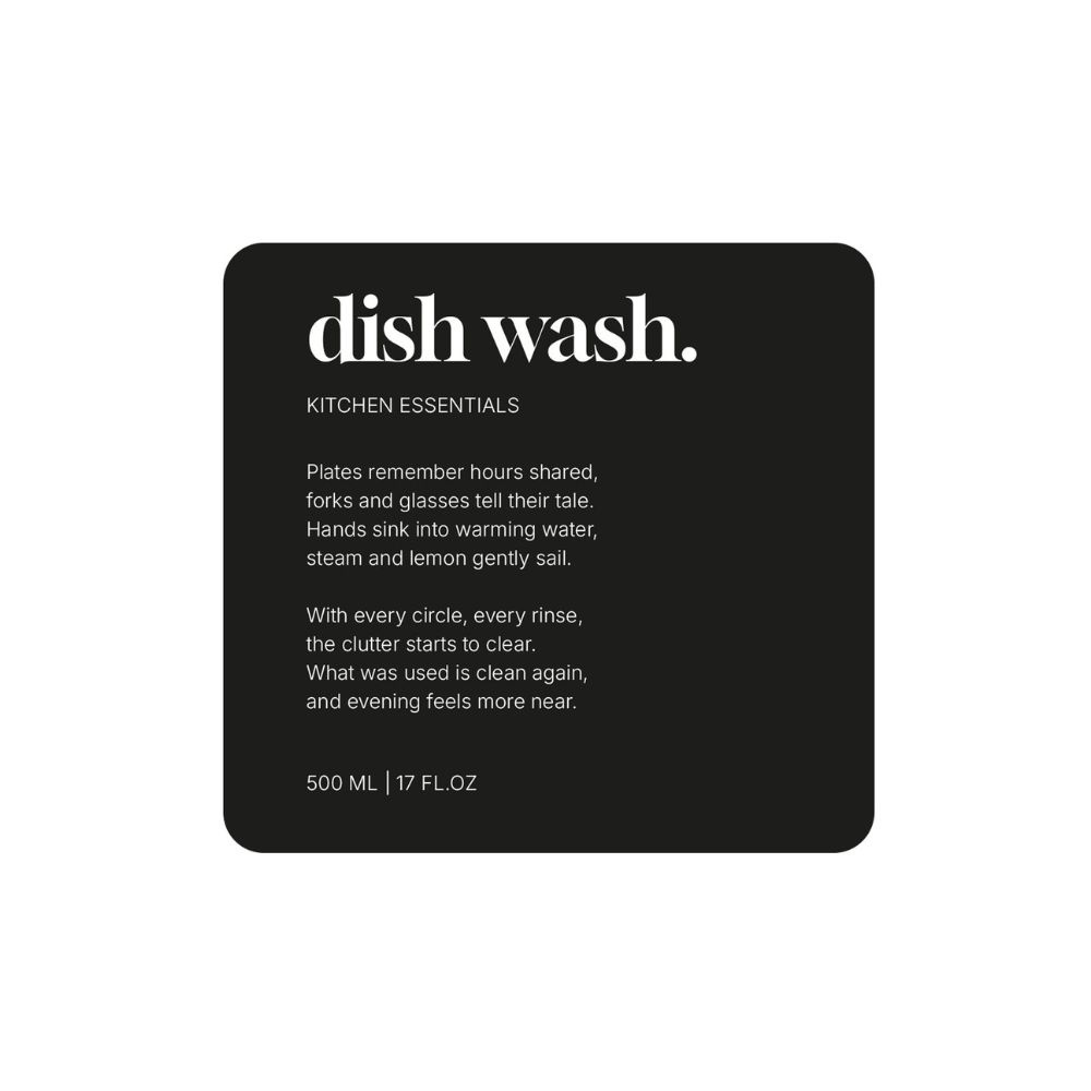 Zelfklevend Etiket Premium - Dish Wash - Matzwart