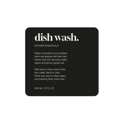 Zelfklevend Etiket Premium - Dish Wash - Matzwart in de groep Badkamer Accessoires / Toon alle badkamer accessoires / Zeepdispensers & Zeeppompje bij Beslag Online (10185-BO)