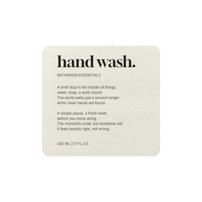Zelfklevend Etiket Premium - Hand Wash - Beige in de groep Badkamer Accessoires / Toon alle badkamer accessoires / Zeepdispensers & Zeeppompje bij Beslag Online (10190-BO)