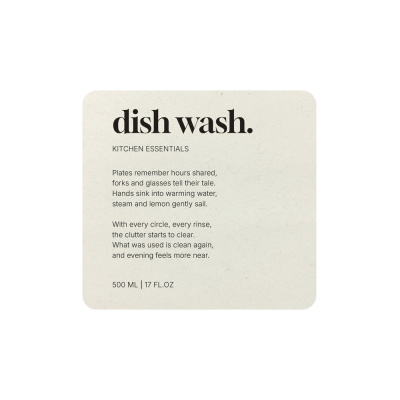 Zelfklevend Etiket Premium - Dish Wash - Beige in de groep Badkamer Accessoires / Toon alle badkamer accessoires / Zeepdispensers & Zeeppompje bij Beslag Online (10191-BO)