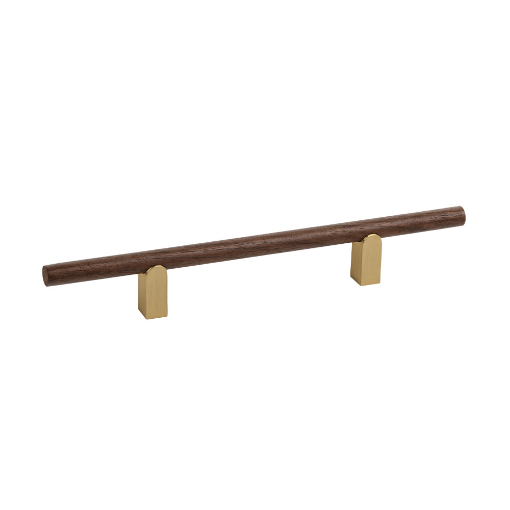 Handgreep Kumo Wood - Walnoot/Geborsteld Messing