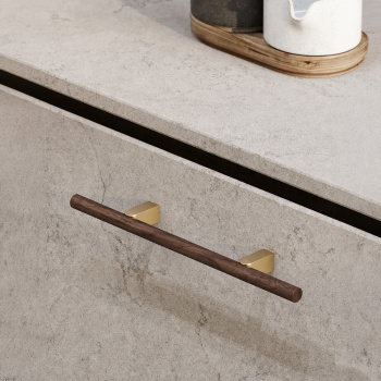 Handgreep Kumo Wood - Walnoot/Geborsteld Messing
