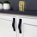 Handgreep Loop - 128mm - Zwart Leer/Chroom