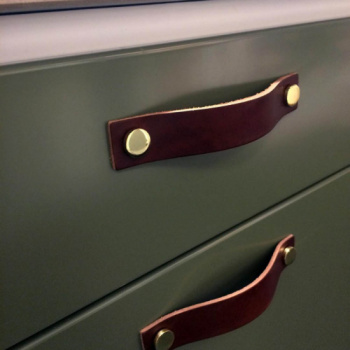Handgreep Loop - 128mm - Zwart Leer/Zwart