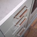 Handgreep Royal Deluxe - 128mm - Vernikkeld/Bruin Leer