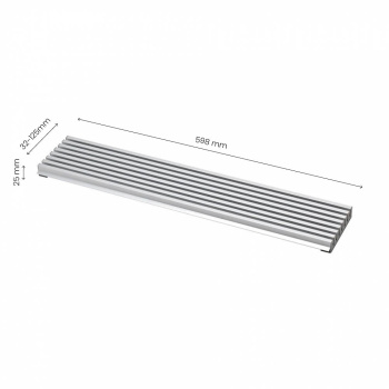 Ventilatierooster - 598x125 - Aluminium