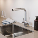 Keukenmengkraan London - Uittrekbare Uitloop - Old Silver