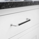 Handgreep Lounge - 160mm - RVS/Zwart Leer