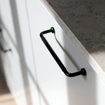 Handgreep Lounge - 160mm - Zwart/Zwart Leer