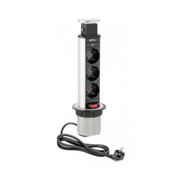 Elektrische Kolom 60mm 3st 230V Stopcontact – Zilver